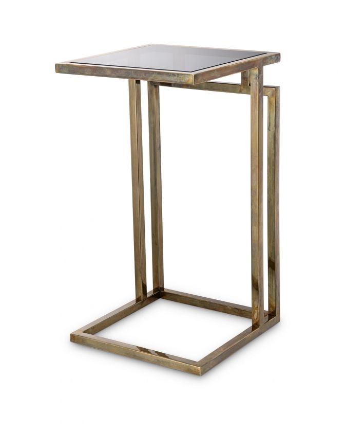 Marcus side table vintage brass finish