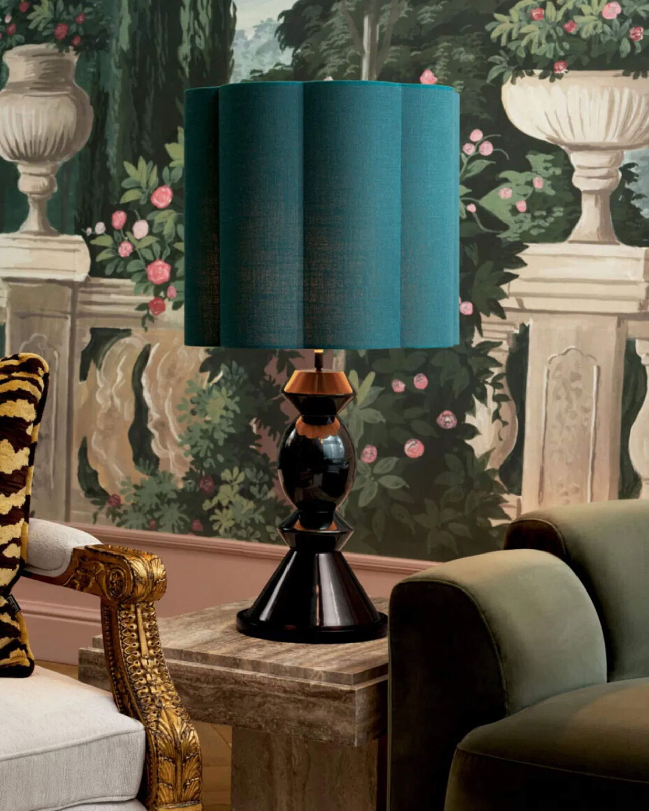 Dionne tafellamp zwart/turquoise