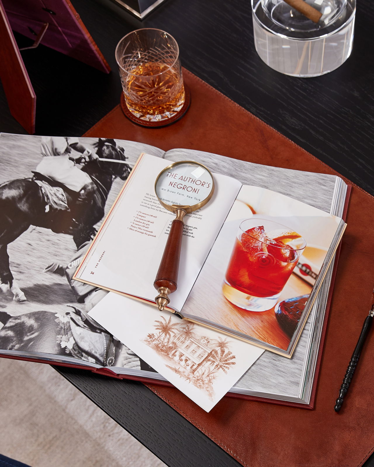 Kensington set förstoringsglas/brevkniv läder