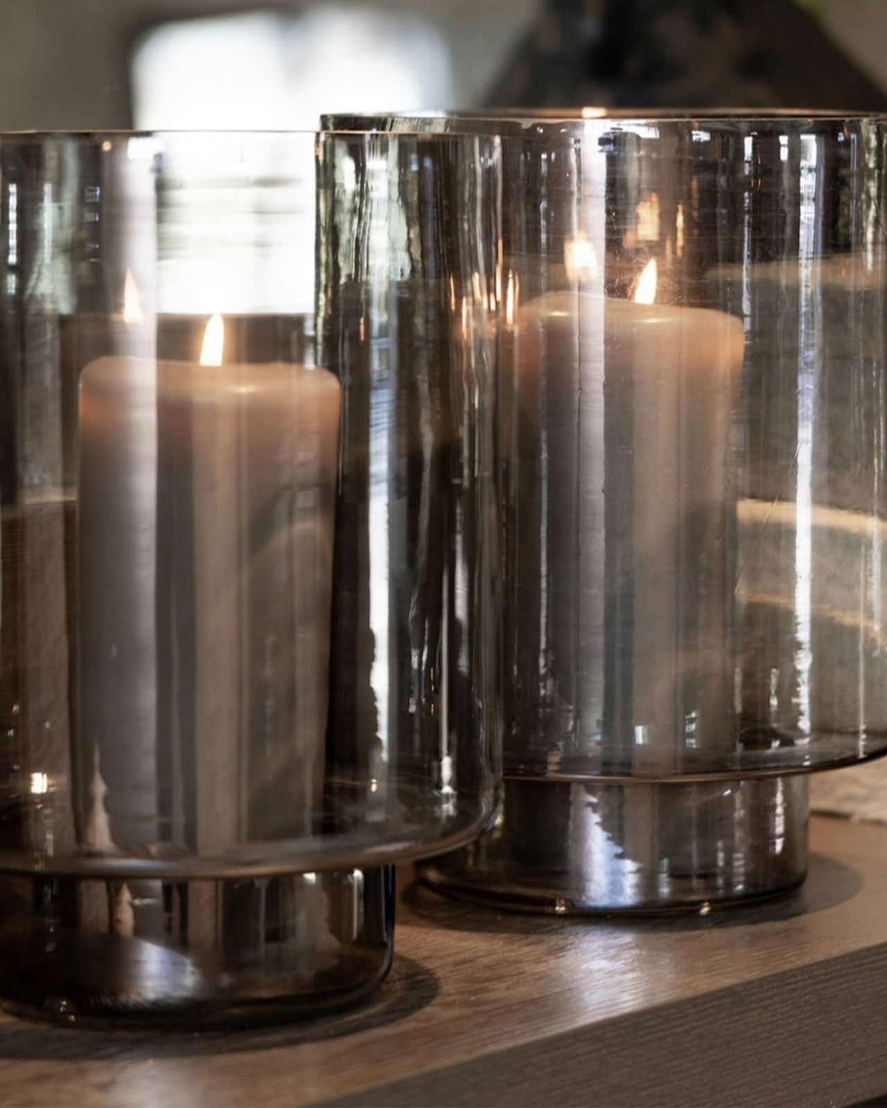 Reef candle holder smoke grey