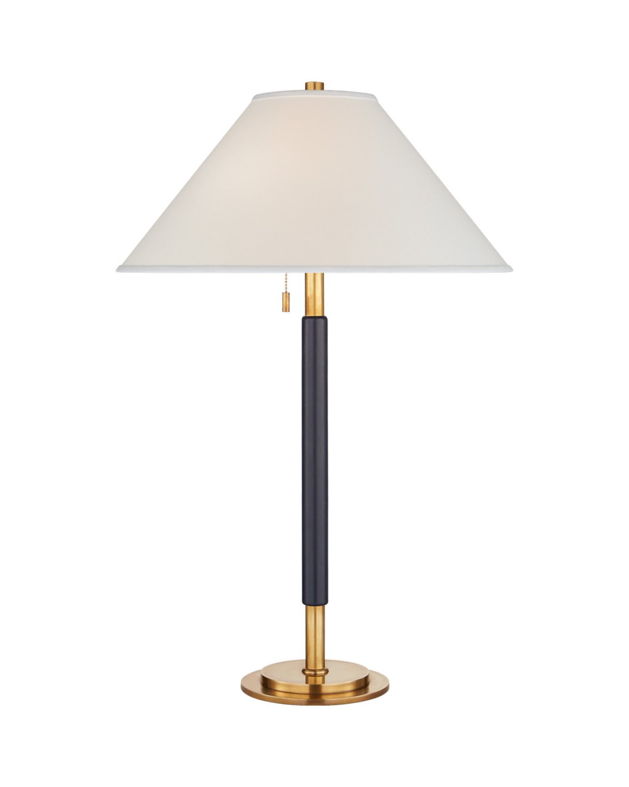Garner Table Lamp Natural Brass/Navy Leather