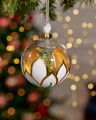Adrielle Bauble Gold/White 10cm