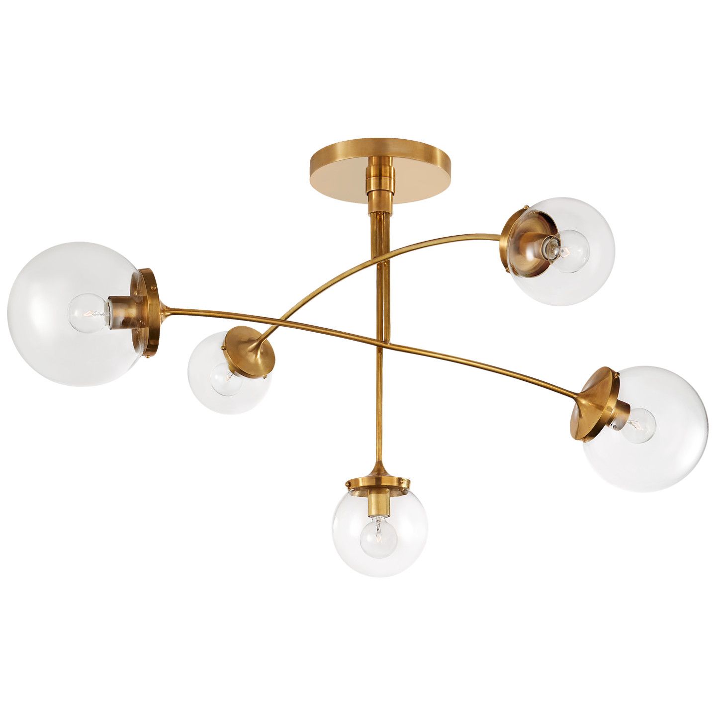 Prescott Medium Mobile Chandelier Soft Brass/Clear Glass
