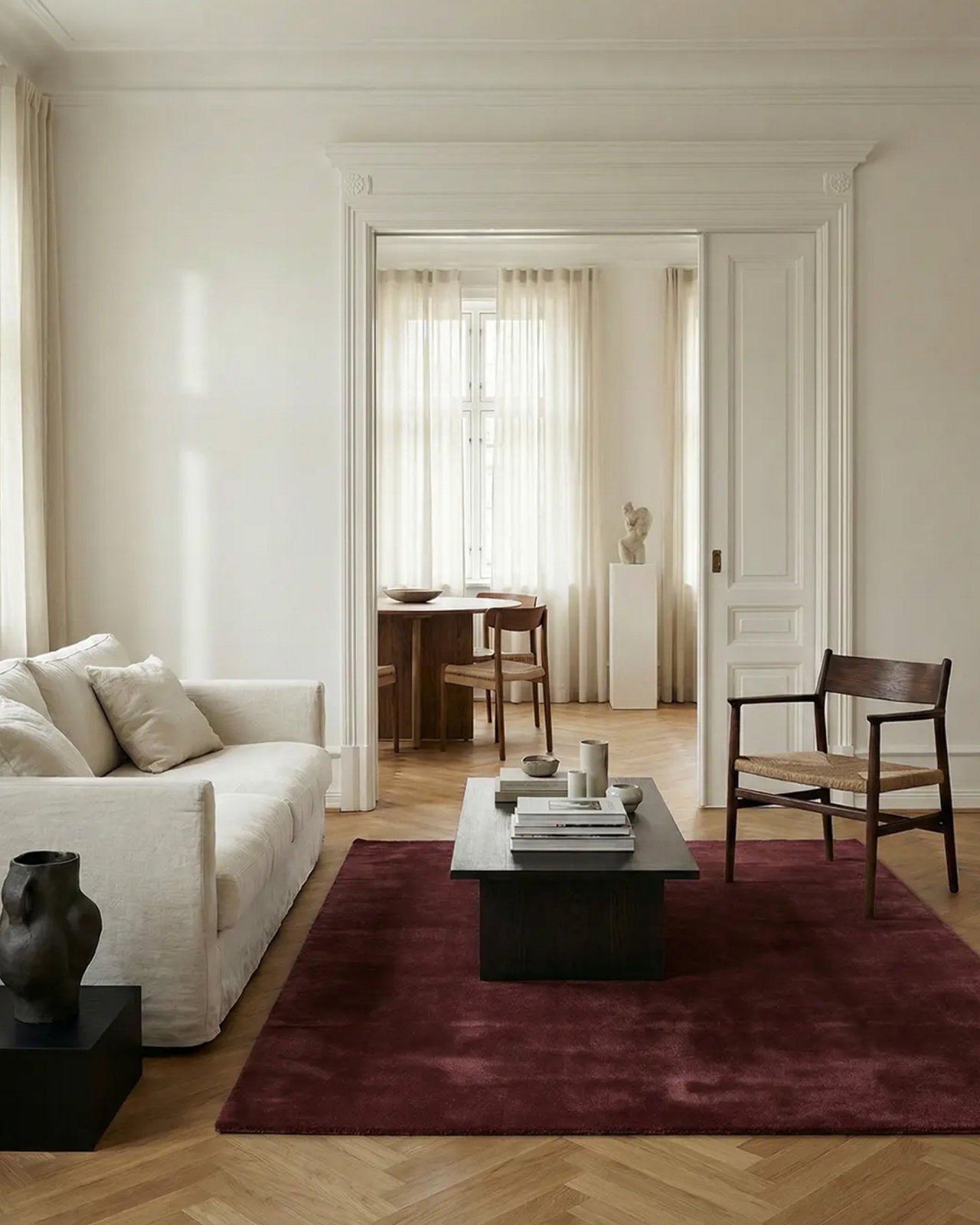 Solid vloerkleed bordeaux