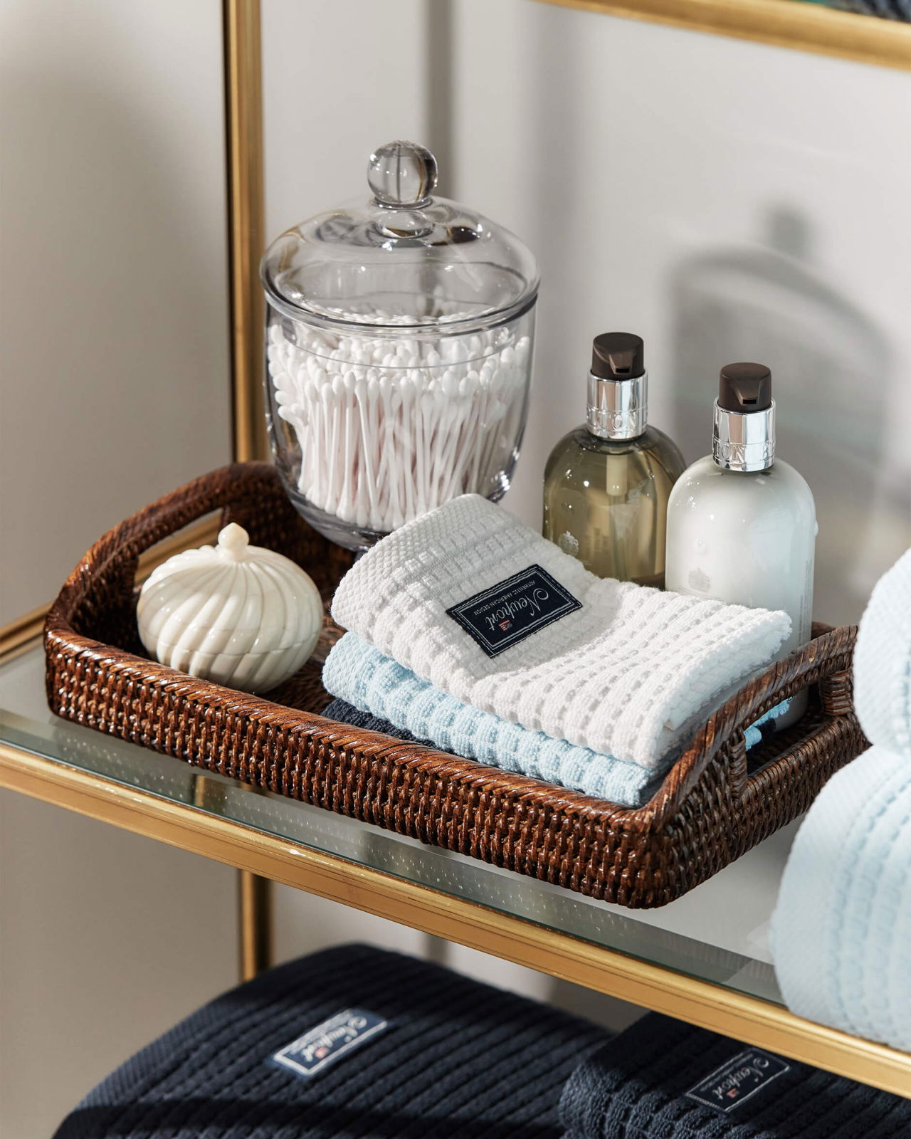 Cognac tray rattan