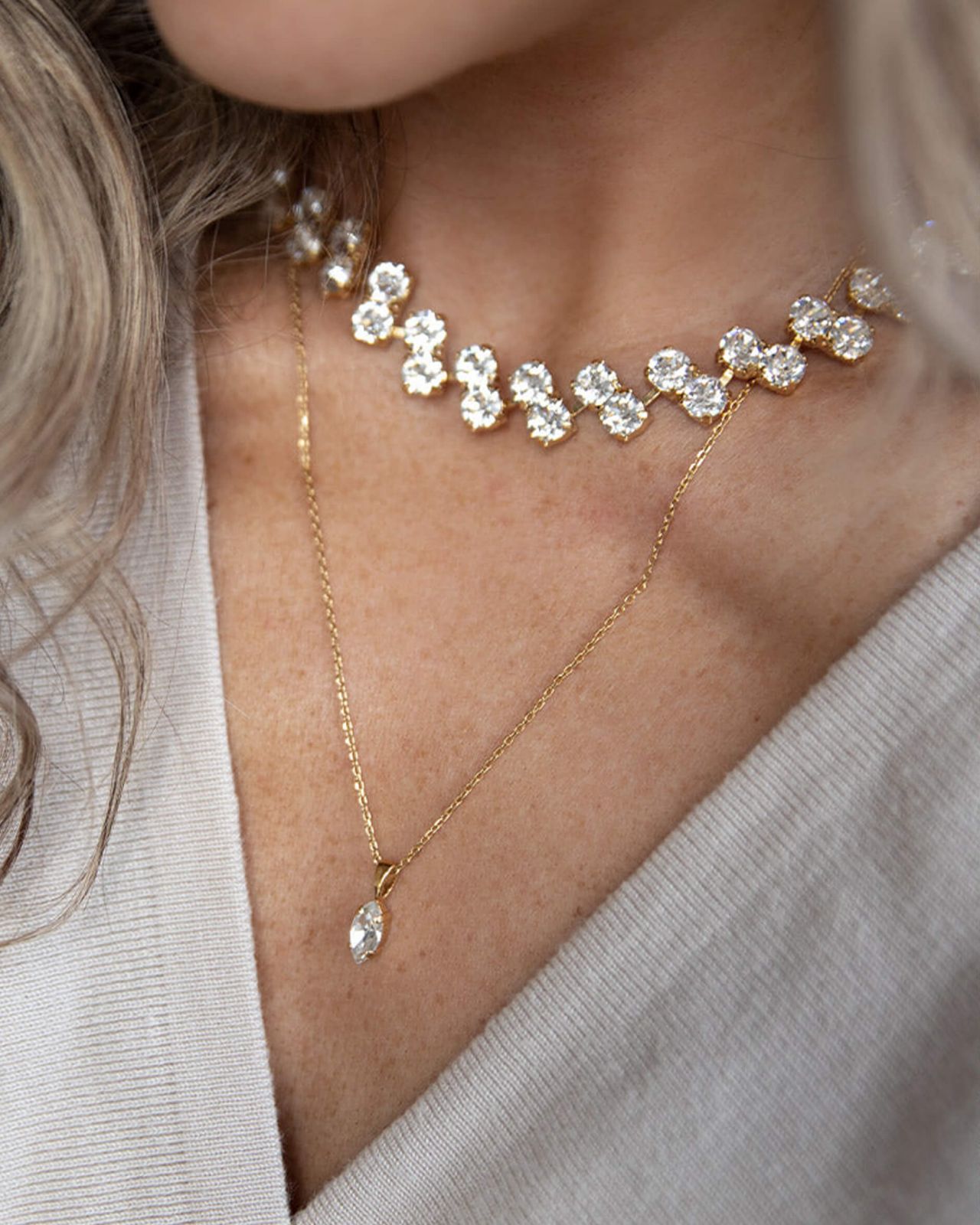 Petite Navette necklace crystal