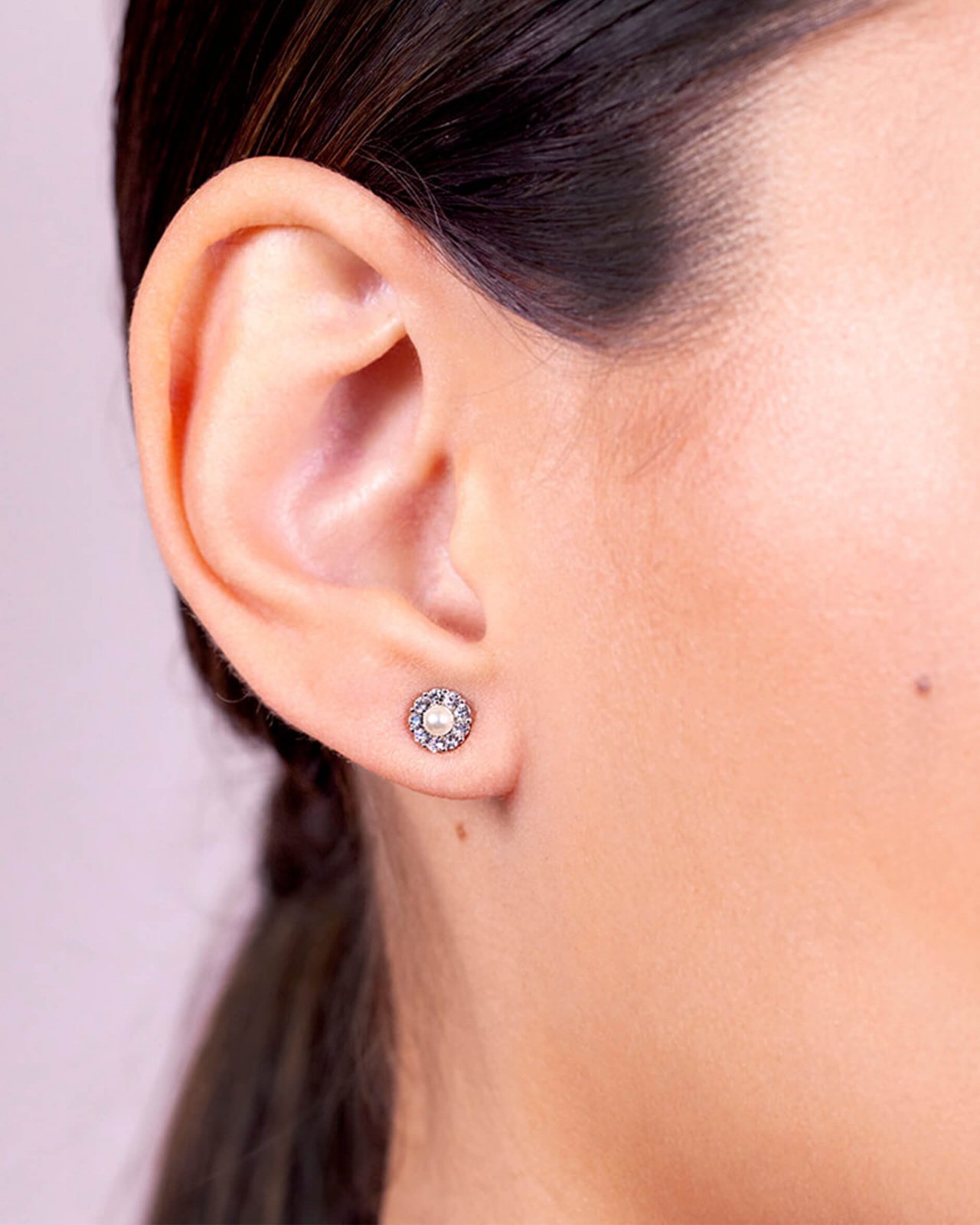 Petite Miss Sofia pearl earrings crystal silver