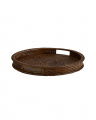 Cognac Serving Tray Round Rattan