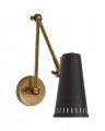 Antonio Adjustable Two Arm Wall Lamp Antique Brass/Matte Black Shade
