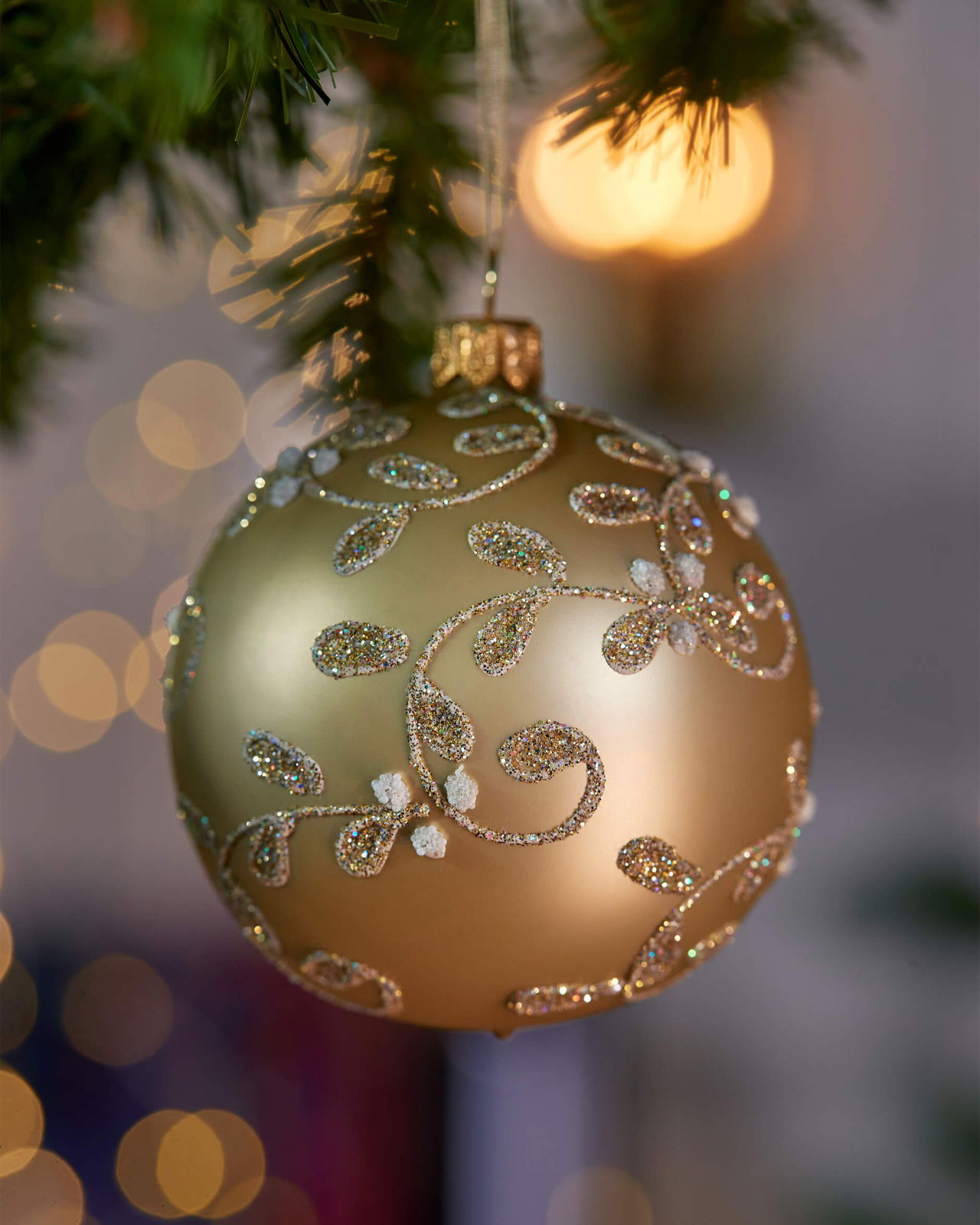 Lux Sparkling Leaves julkula guld 8cm