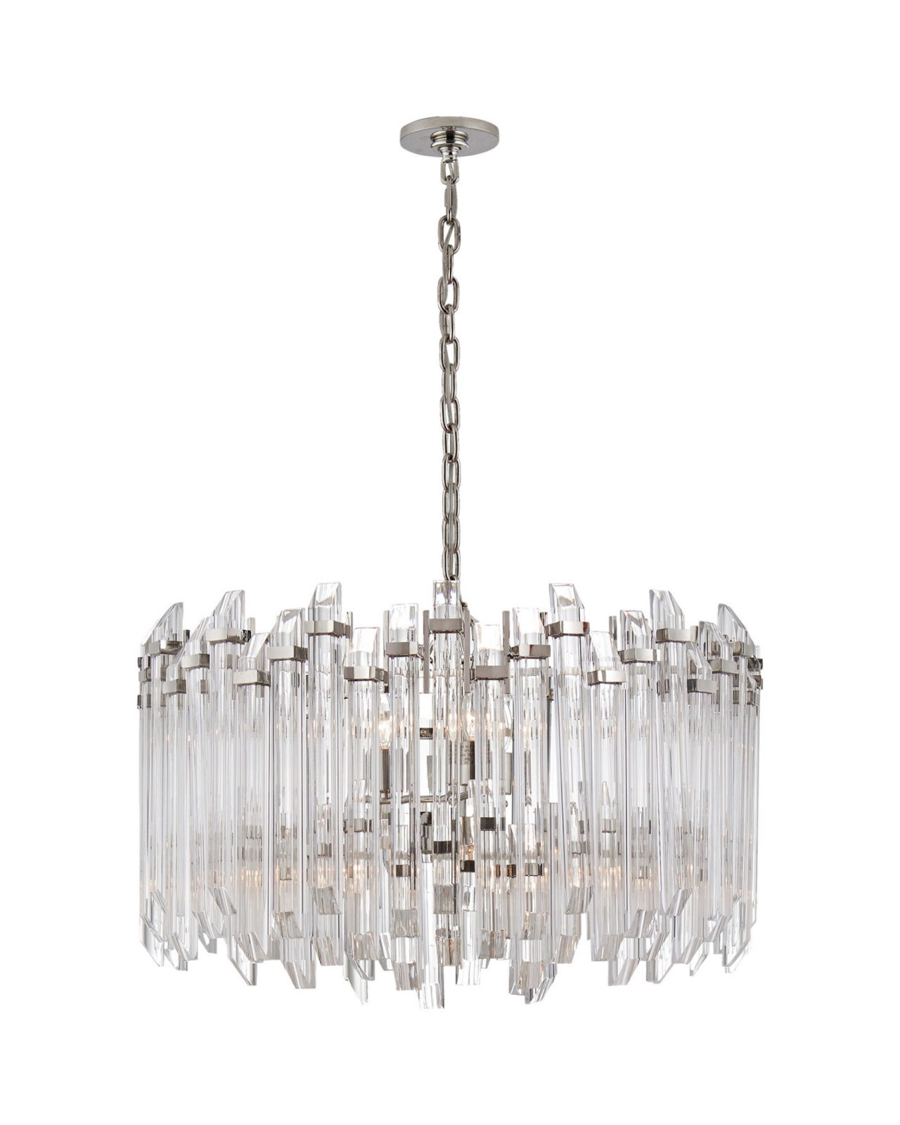 Adele Large Wide Drum Chandelier Polished Nickel