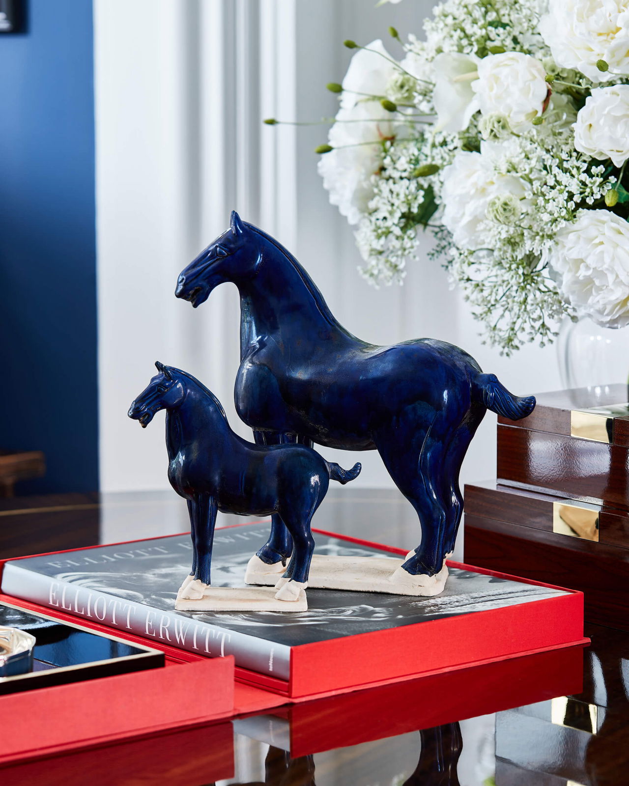 Tang häst skulptur blå S