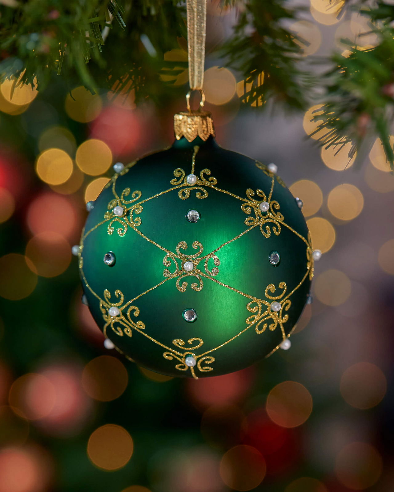Lux Ruby Bauble Green 8cm