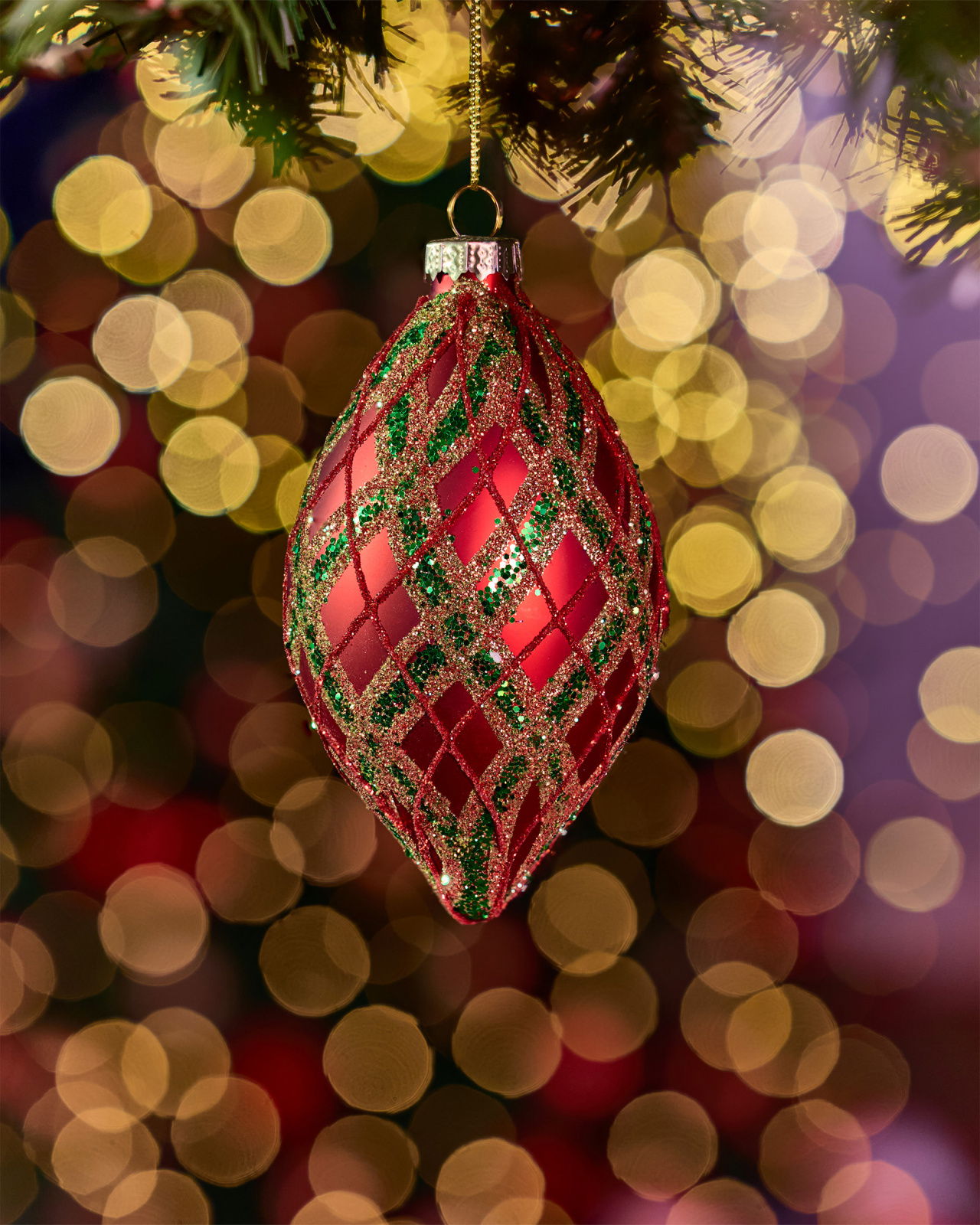 Marcelle Drop Bauble Red/Green 8cm