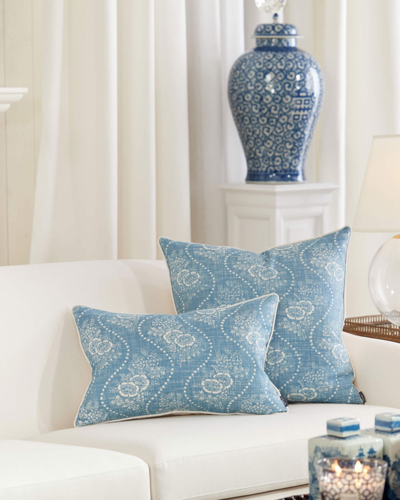 Annaliese Floral cushion cover chambray