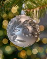 Lux Sparkling Leaves kerstbal zilver