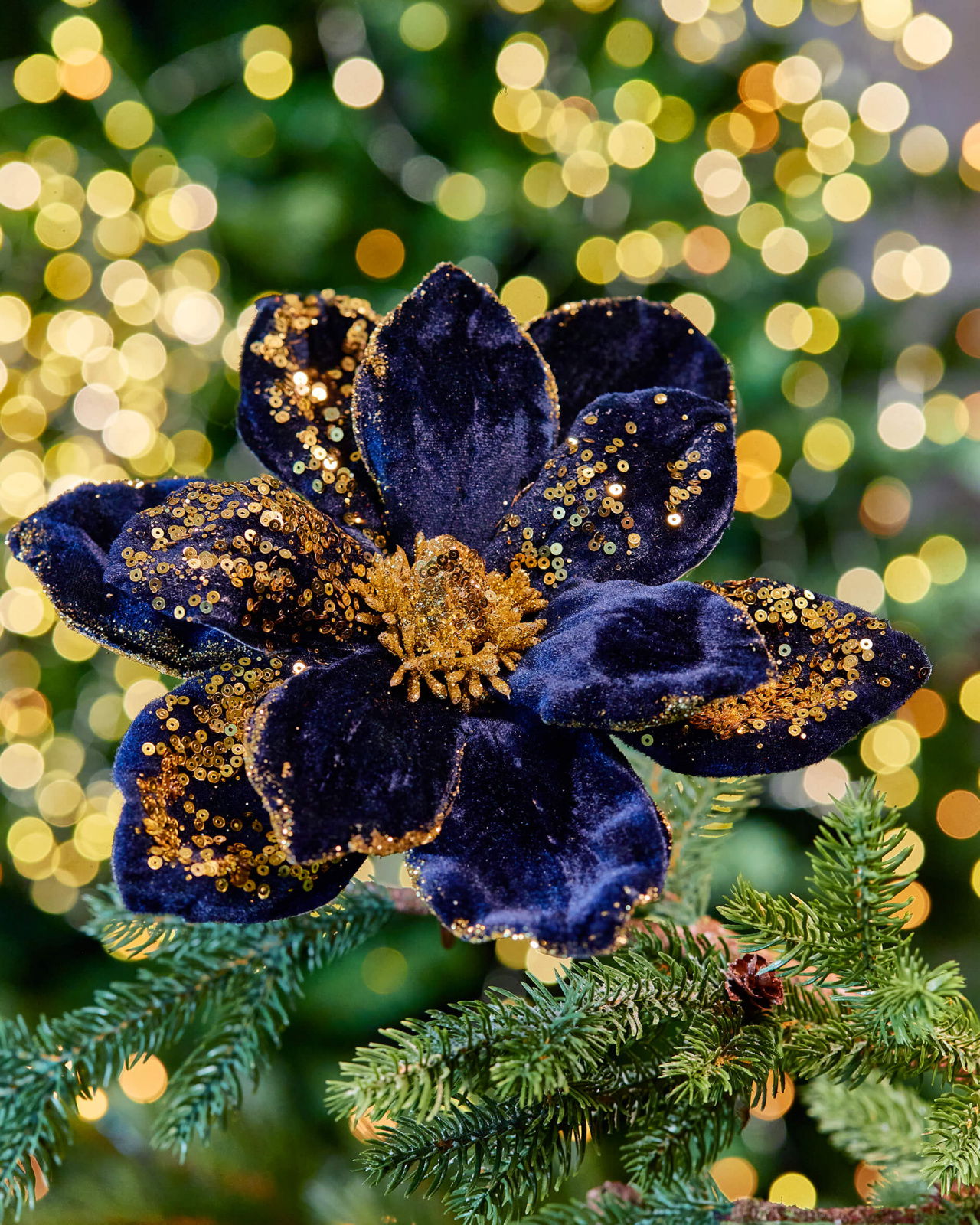 Edwina bloem kerstdecoratie blauw