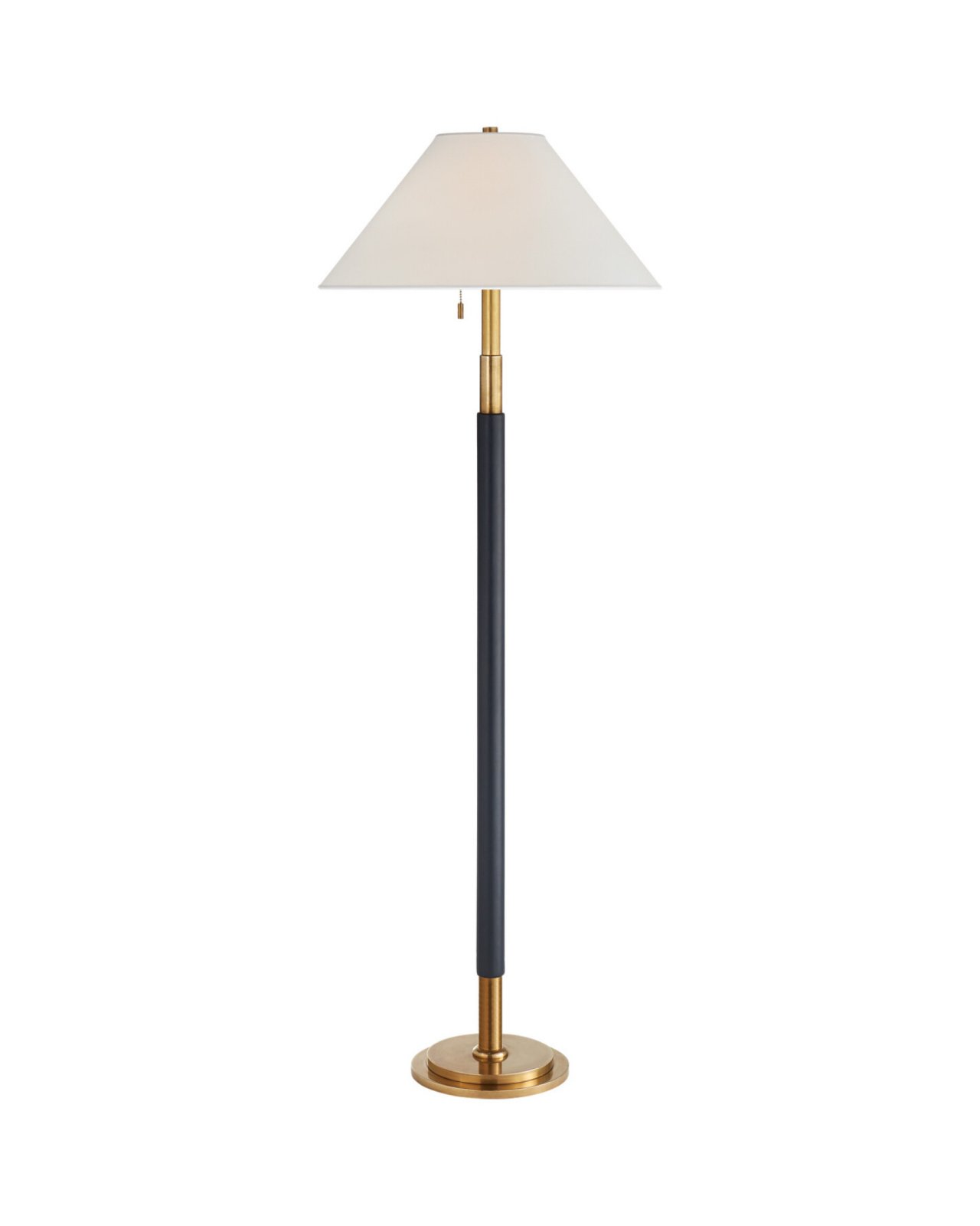 Garner Floor Lamp Natural Brass/Navy Leather