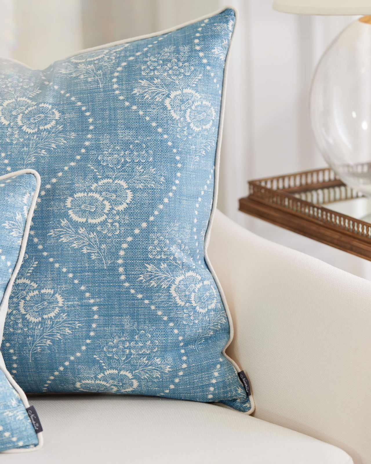 Annaliese Floral cushion cover chambray