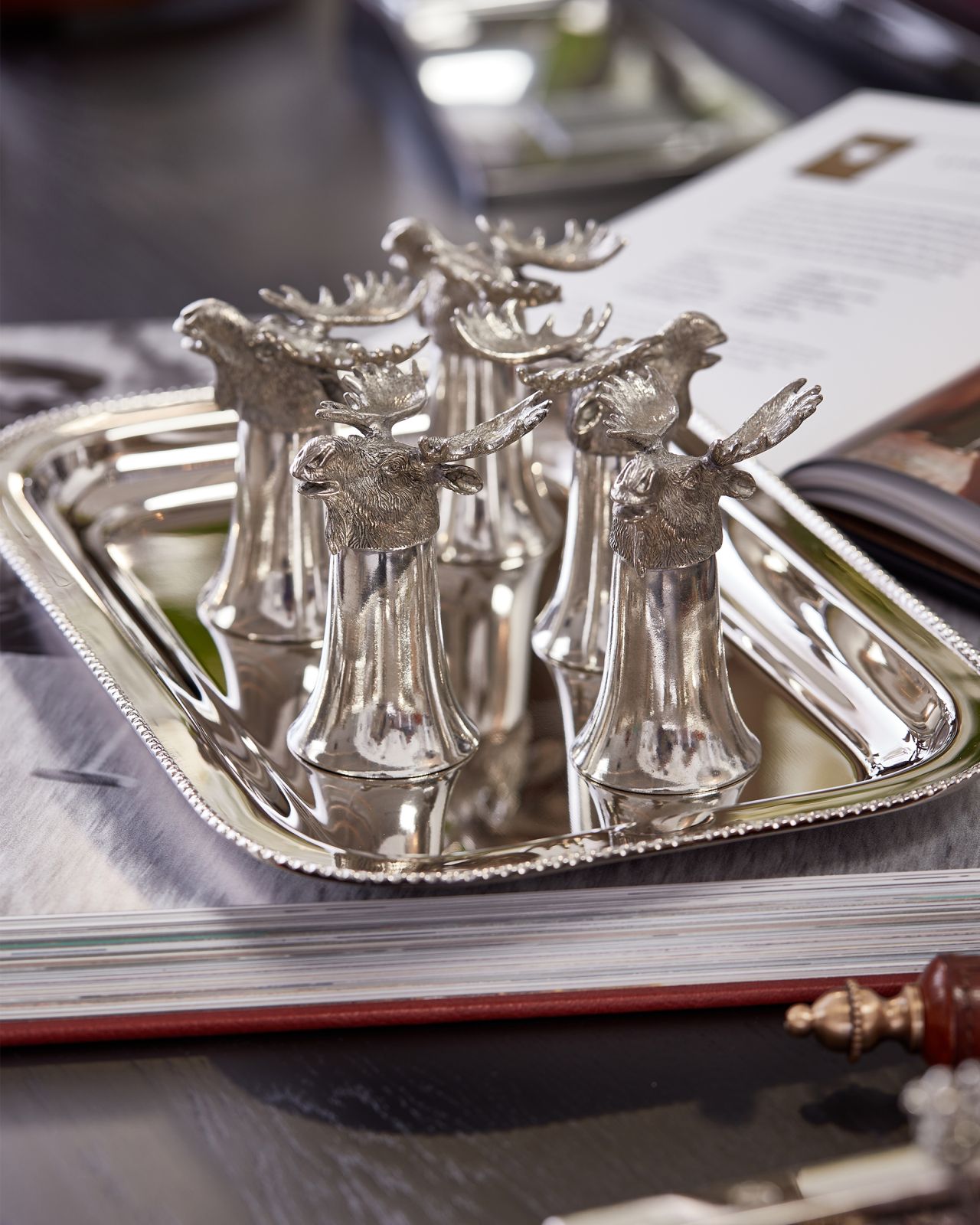 Moose stirrup cup tin