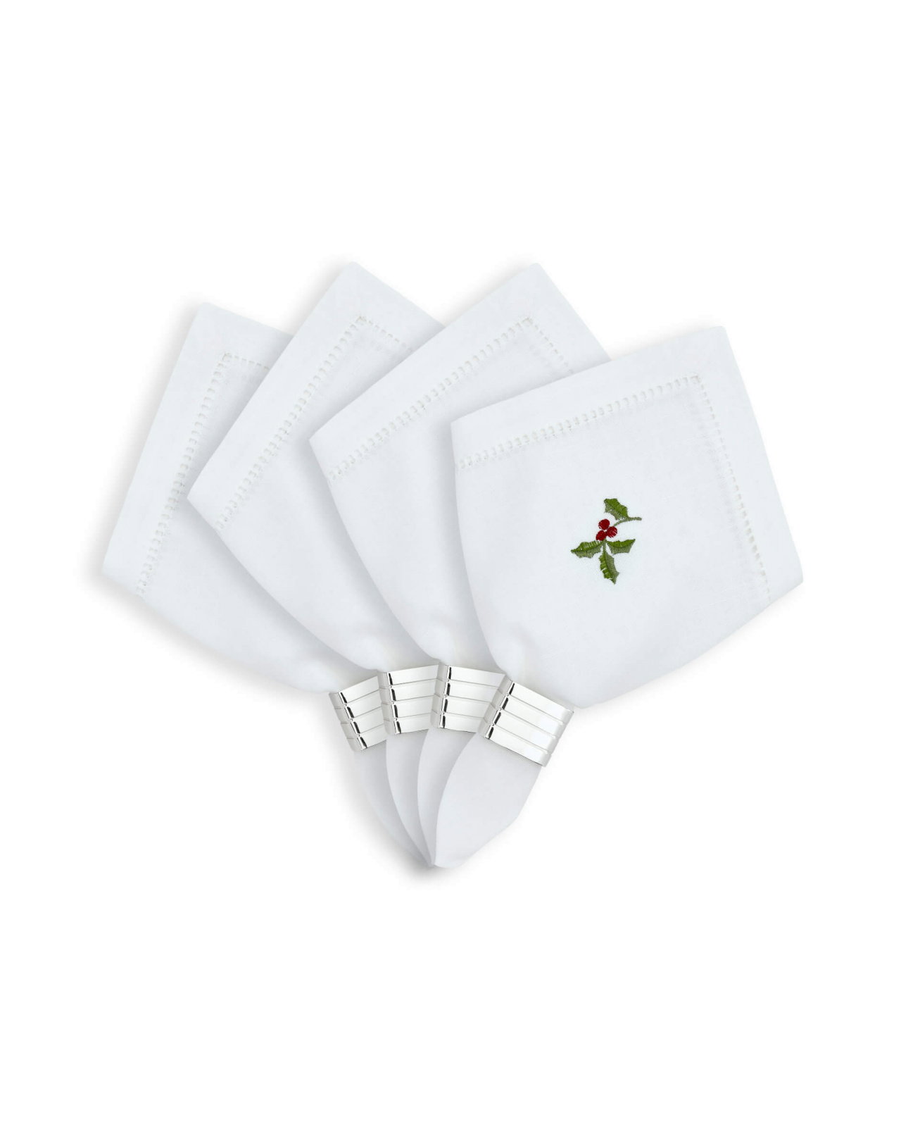 Christmas Holly Berry Napkin White