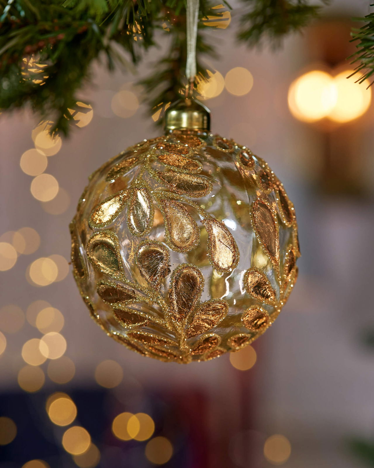 Golden Leaves julkula guld 2-pack 10cm