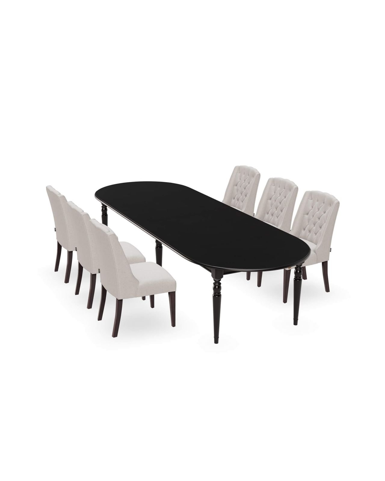 Osterville matbord modern black med Venice matstol sand