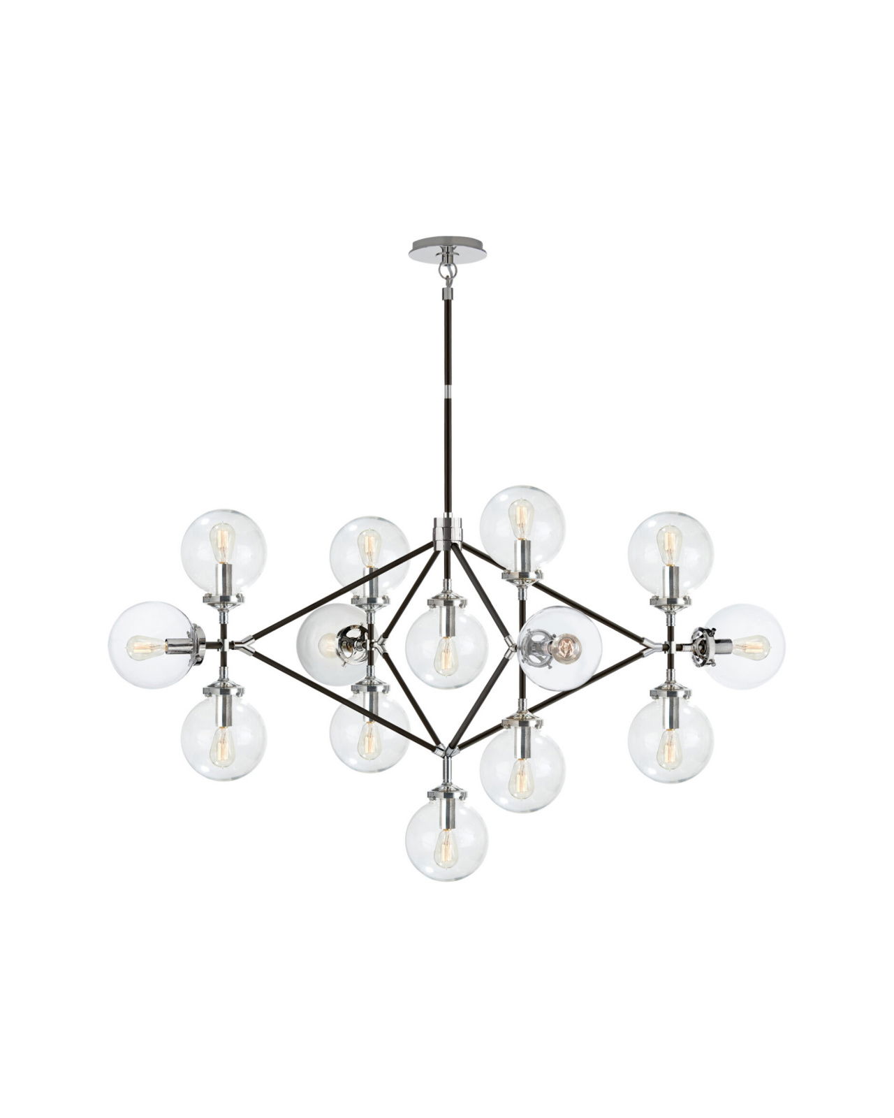 Bistro Four Arm Chandelier Polished Nickel and Black