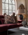 Verona cushion cover with fringes, floral tobacco