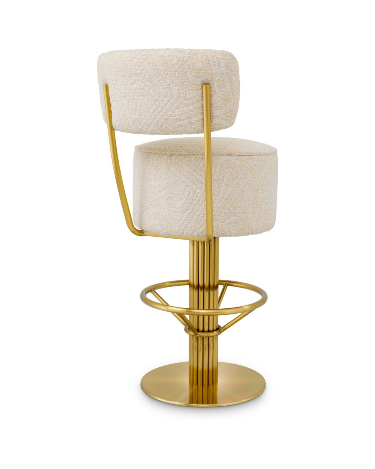 Carleton barkruk met rugleuning cream/messing