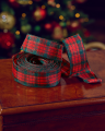 Willow textile ribbon tartan red/green 9m