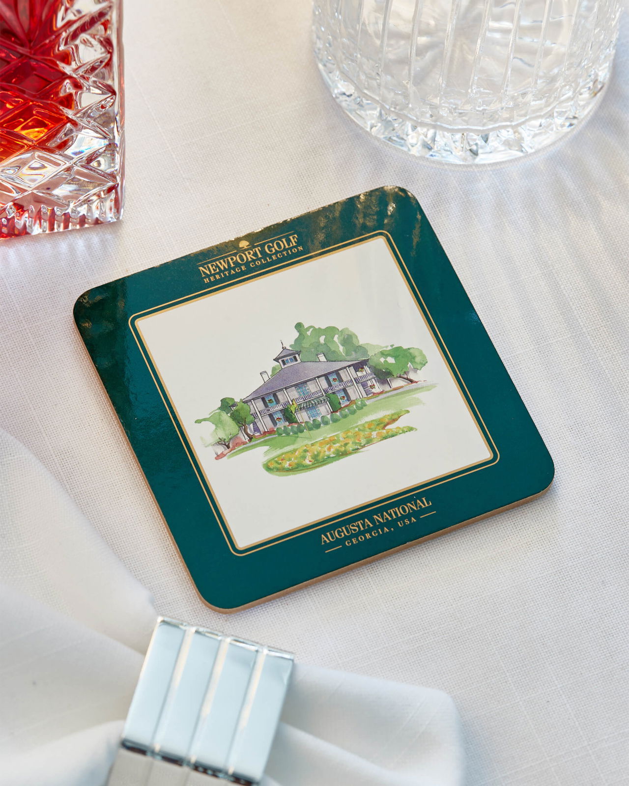 Clubhouse glasunderlägg grön/vit 6-pack