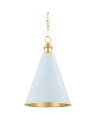 Fenimore taklampe antikk messing/ljusblå