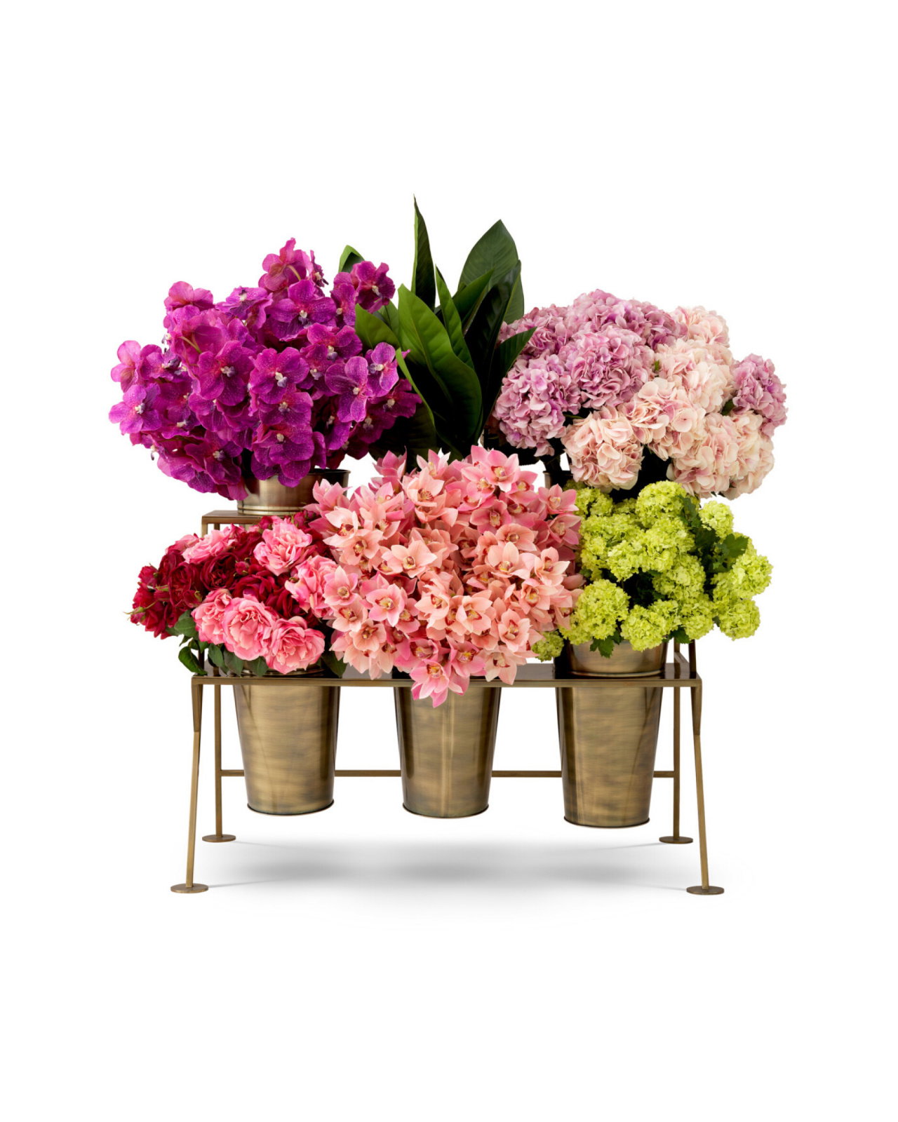 Maison des Fleurs flower stand antique brass