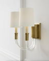 Vivian Double Sconce Antique Brass/Linen