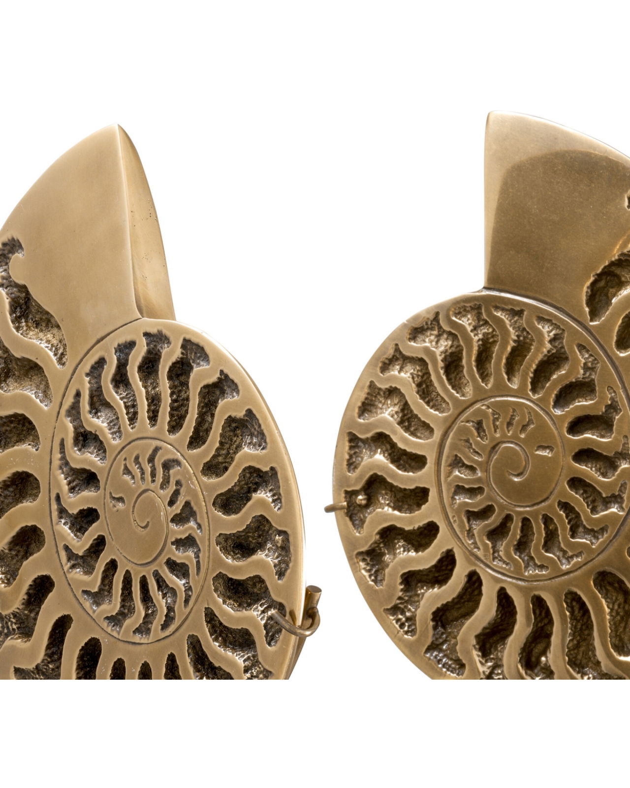Ammonite Object Vintage Brass Set of 2