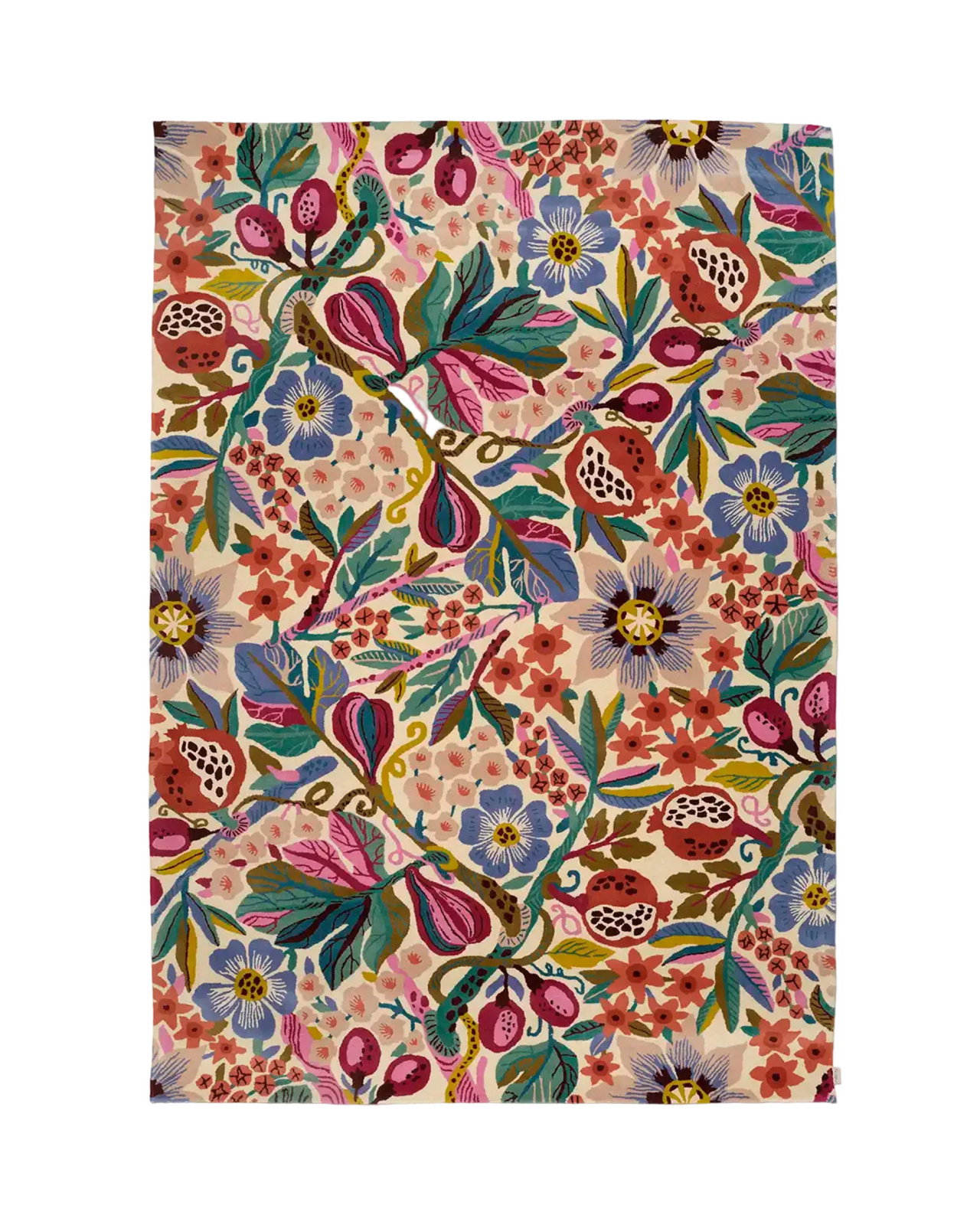 Pomegranate rug, white multi