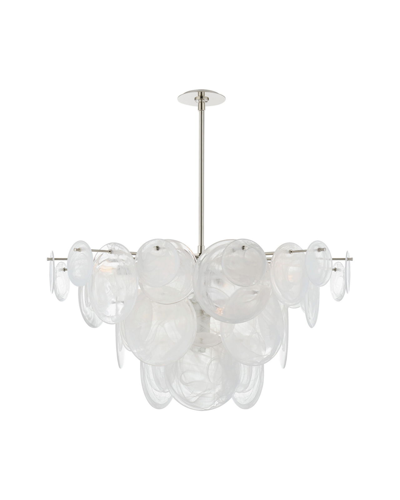 Loire Chandelier Polished Nickel/White Glass L