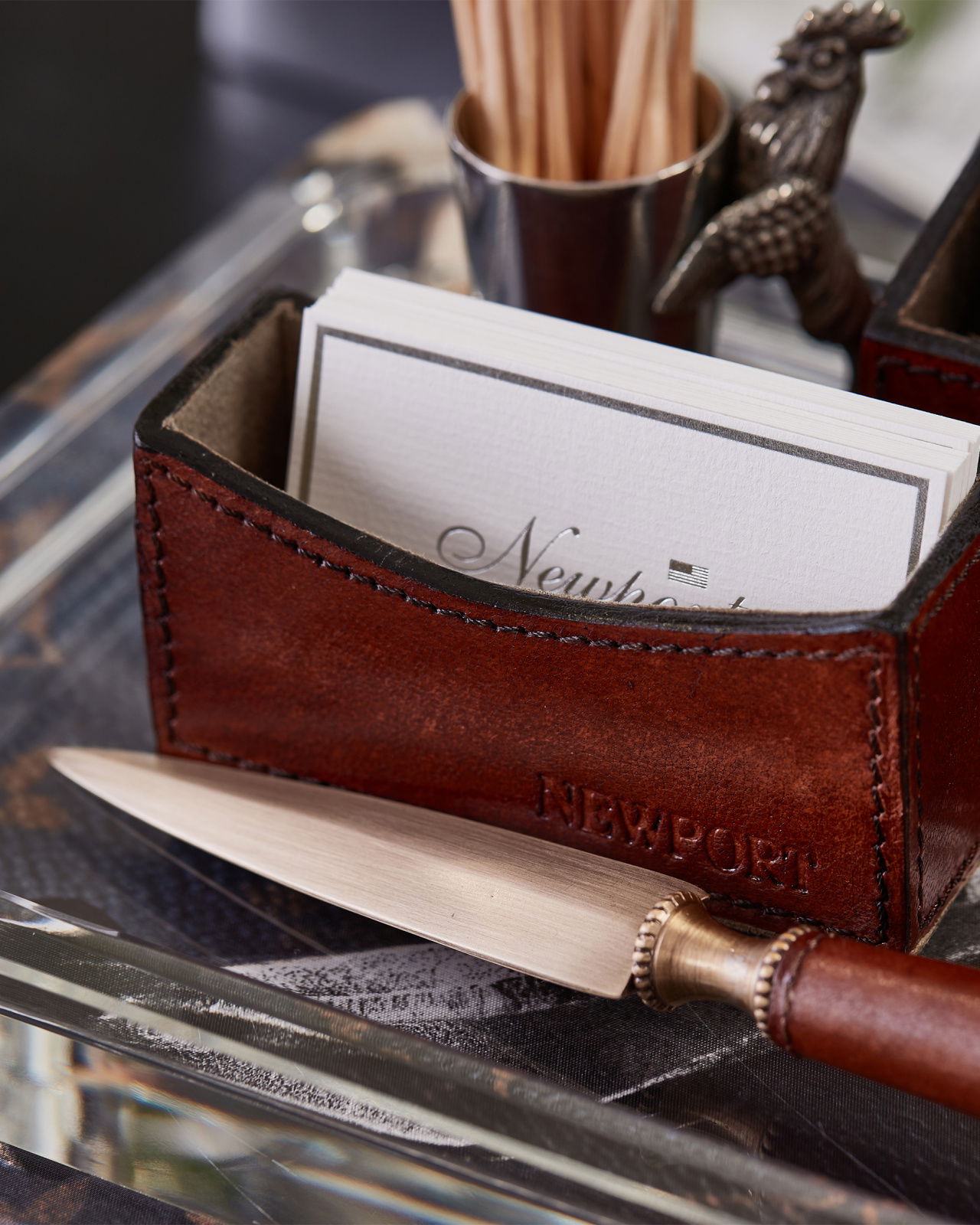 Kensington set förstoringsglas/brevkniv läder