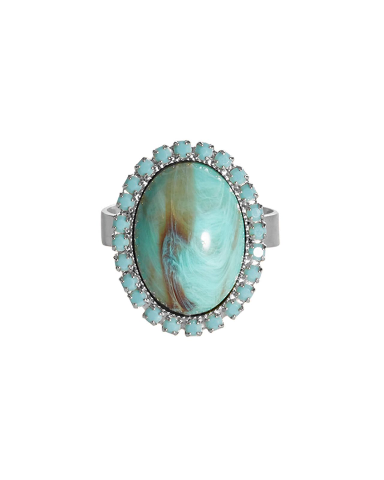 Boho ring turquoise rhodium
