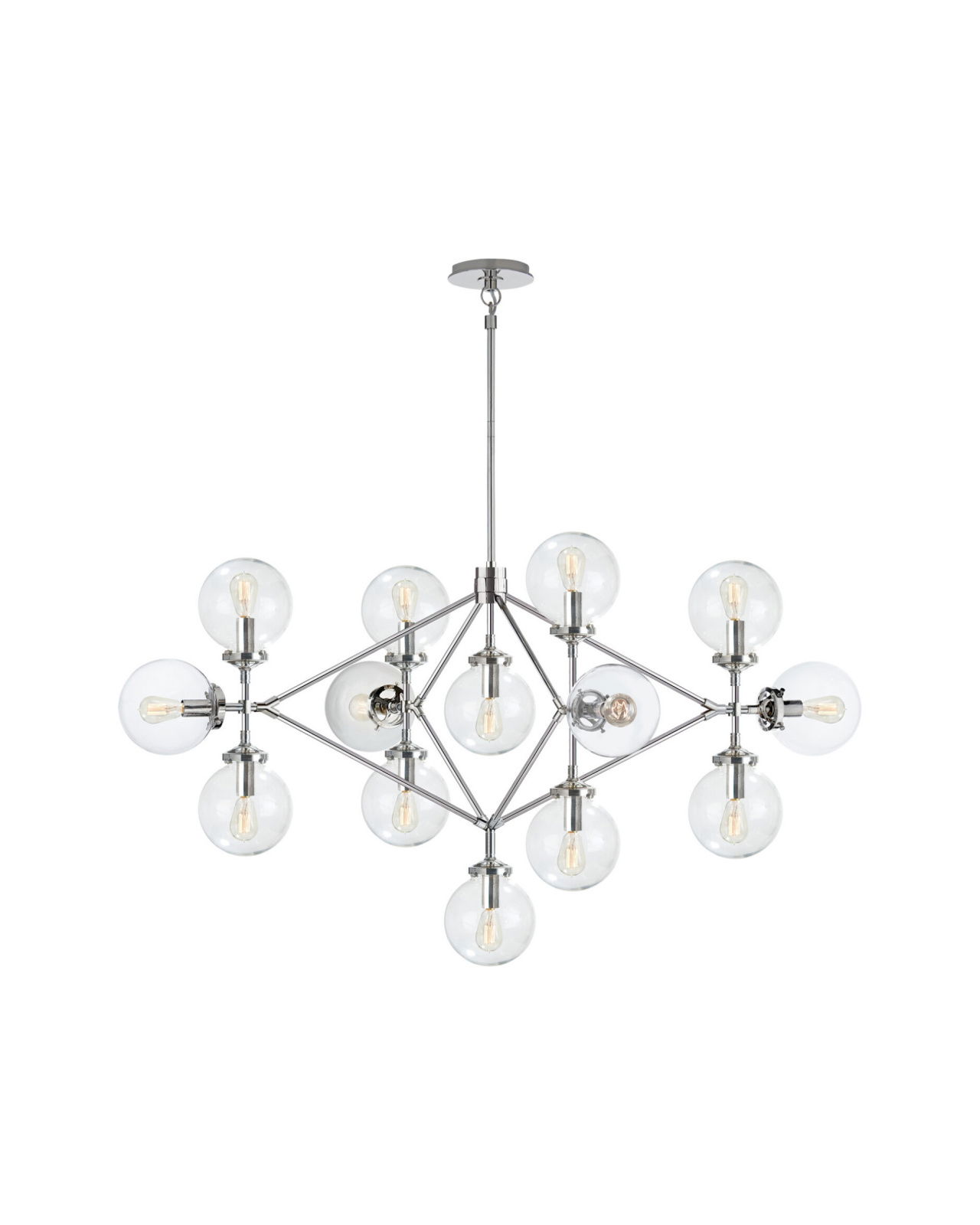 Bistro Four Arm Chandelier Polished Nickel