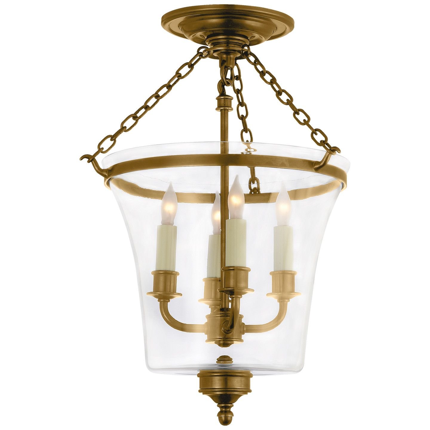 Sussex Semi-Flush Bell Jar Lantern Antique-Burnished Brass