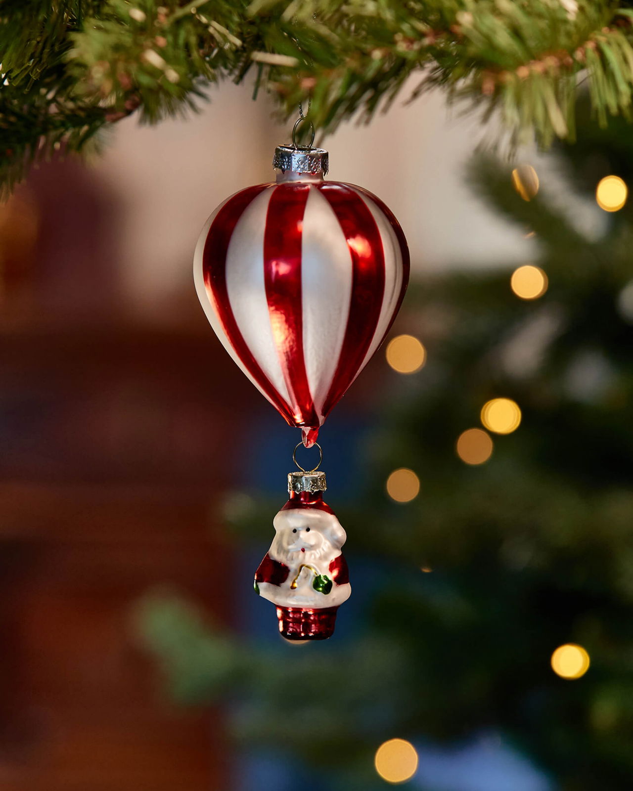 Winifred Hot Air Balloon Ornament Red/White