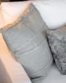 Abstract fringe cushion cover grey