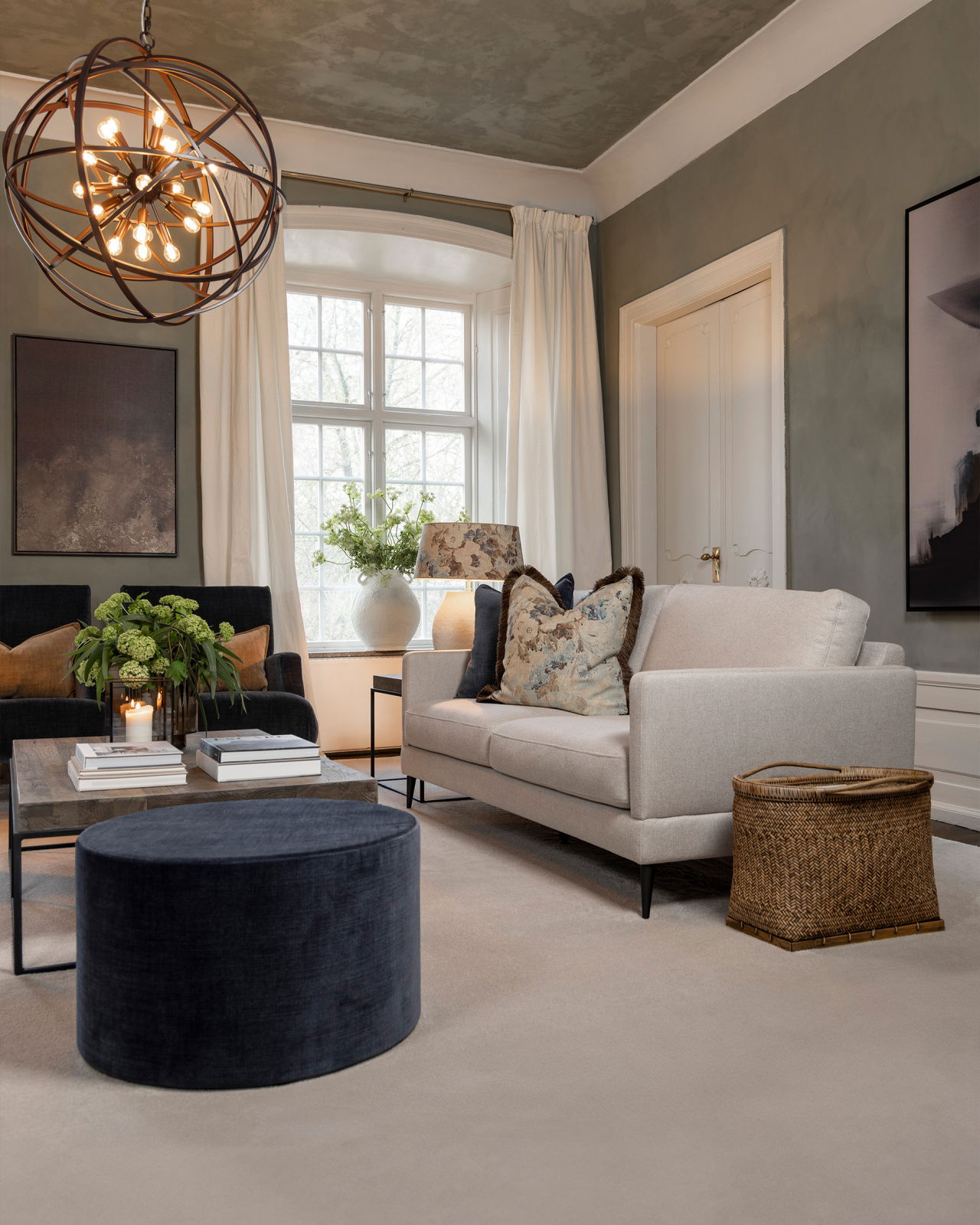 Rosewood putetrekk frynser blue flower