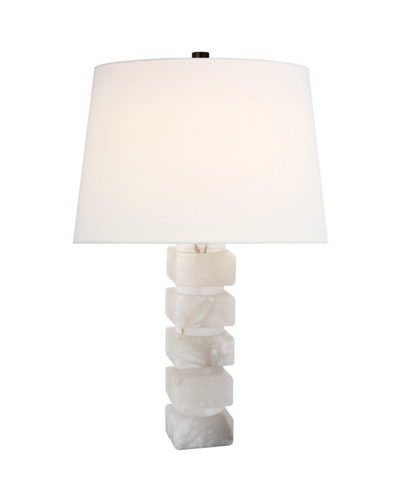 Square Chunky Stacked Table Lamp Alabaster/Linen