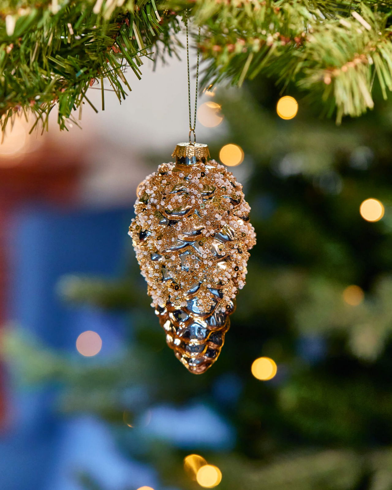 Ethan Pine Cone Ornament Gold