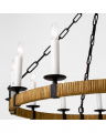 Darlana Medium Wrapped Ring Chandelier Aged Iron and Rattan