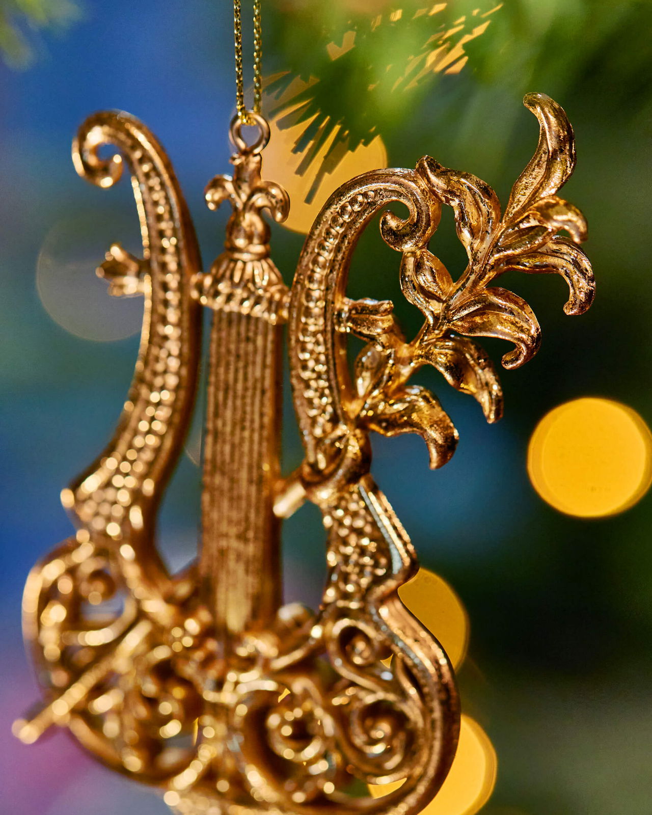 Aria lyra julgransdekoration guld
