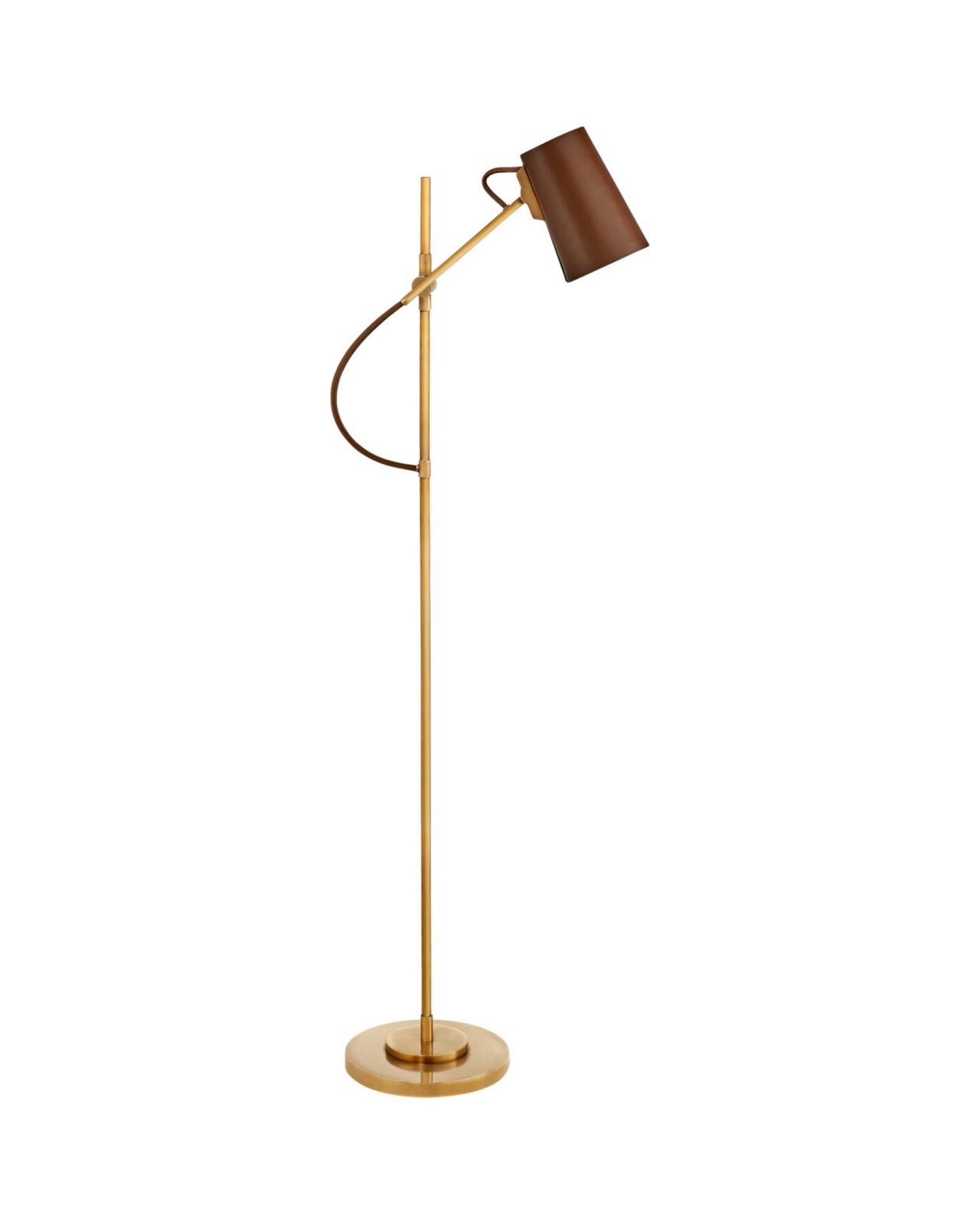 Benton Adjustable Floor Lamp Natural Brass/Saddle Leather